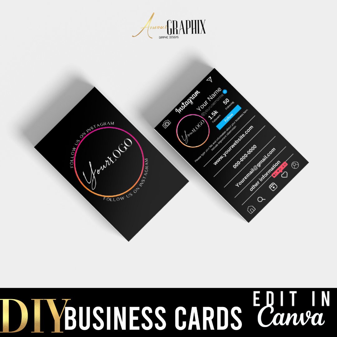 DIY Canva Business Card, Customizable Canva Business Card,instagram Inspired Business Card Etsy