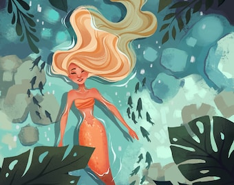 Tropical Mermaid - Art Print
