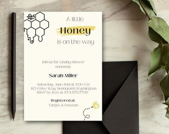 Honeycomb Baby Shower Invitation: Gender Neutral, Editable Template