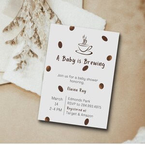 COFFEE Baby Shower Invitation Template | BREWING Baby Shower | Editable Template | Modern Baby Shower Invite | Gender Neutral Baby Shower