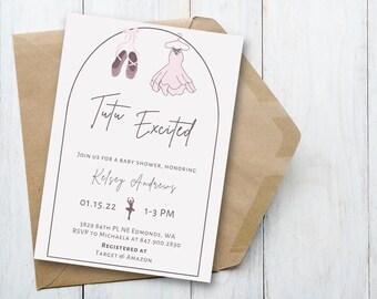 Ballerina Baby Shower Invitation: Tutu Excited, Editable Template