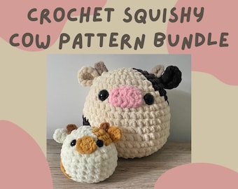 Crochet Squishy Cow PATTERN BUNDLE.