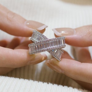 Palmira Gemstone Crossover Ring | X Ring | Sterling Silver Criss Cross Ring | Statement Ring | Chunky Silver Ring | Cocktail Ring | Jewelry