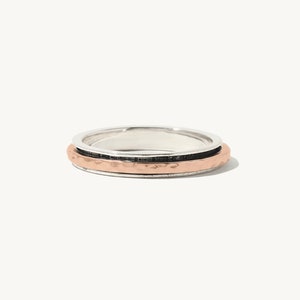 Fausta Spinner Ring, Handmade, Rose Gold & 925 Sterling Silver, Handmade Anxiety Spinner Ring, Fidget Ring, Mediation Ring, Spin Ring