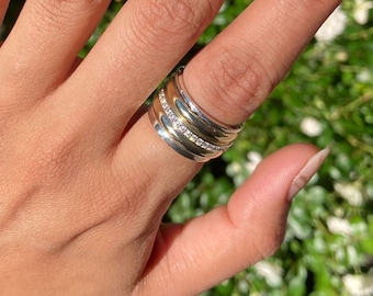 Handmade & Hypoallergenic 925 Sterling Silver and 14K Yellow Gold Mixed Metal Fun Anxiety Spinner Ring Two Tone Meditation Statement Ring