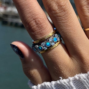Carina Spinner Ring, Handmade, 925 Sterling Silver, 14K Yellow Gold, Anxiety Ring, Meditation Ring, Zen Ring, Gold Ring, Gift For Her