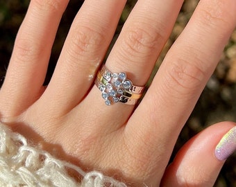 Handmade 925 Sterling Silver and 14K Yellow Gold Mixed Metal Gemstone Ring Two Tone Hypoallergenic Unique Ring with Crystals. Stacking Ring
