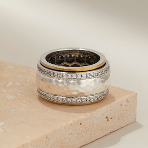 Handmade Silver Spinner Ring Gold and Silver Ring Statement Ring for Women Spinner Ring Silver and Gold Spinner Ring