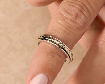 Fausta Simple Spinner Ring, Handmade, 925 Sterling Silver, Handmade Anxiety Spinner Ring, Fidget Ring, Mediation Ring, Rotating Spin Ring