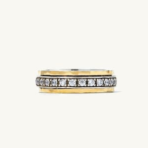 Zola Spinner Ring - Handmade 925 Sterling Silver and 14K Yellow Gold Handmade Spinner Ring