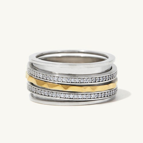 Gia Spinner Ring Handmade 925 Sterling Silver or 14K Yellow - Etsy
