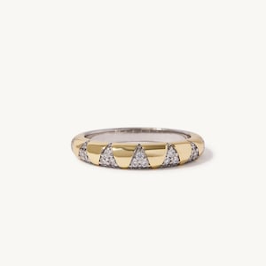 Bruna Gemstone Ring - Handmade 14K Yellow Gold and Sterling Silver Unique Ring Perfect Anniversary Gift, Birthday Gift, Artisan Jewelry