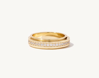 Bague à roulettes Veronica - fait main en or jaune 14 carats fait main, bague à roulettes faite main, bague anxiété bohème, pleine conscience, bague à roulettes simple, bague amusante