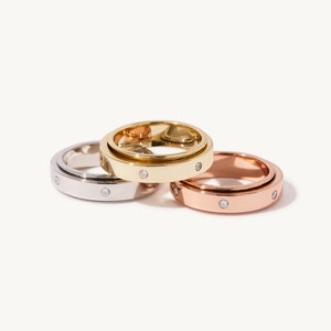 Rosa Spinner Ring - Handmade 14K Yellow Gold Handmade Spinner Ring Boho Anxiety Ring Mindfulness Ring Simple Spinner Ring Fun Ring Gold Ring