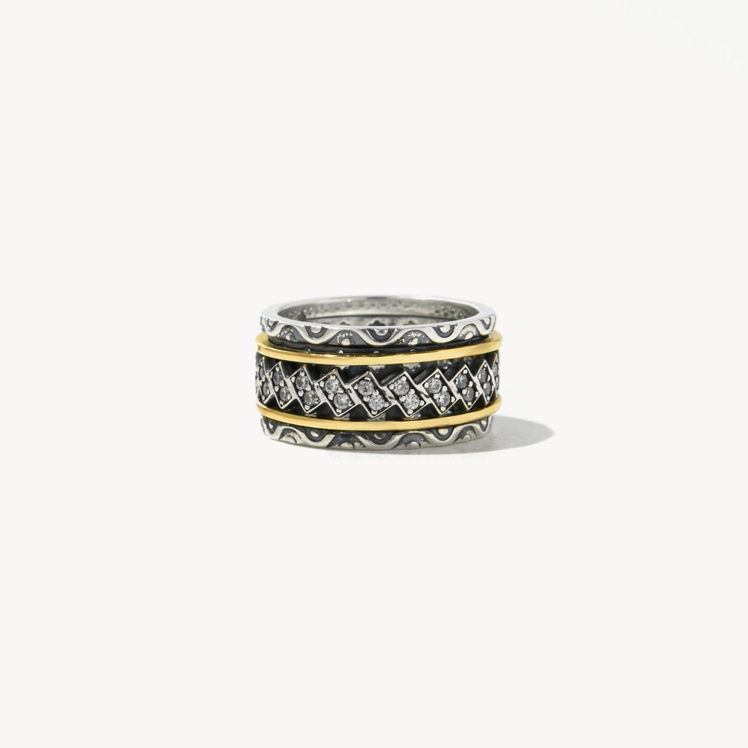 Ariah Spinner Ring - 925 Sterling Silver and 14K Yellow Gold Mixed ...