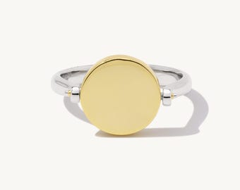 Alice Flip Ring | 14K Gold and Sterling Silver Spinning Ring | Two Tone Ring | Mixed Metal Stack Ring | Dainty Wedding Band | Perfect Gift