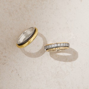 Anxiety Spinner Ring Handmade 925 Sterling Silver and 14K Gold Handmade ...