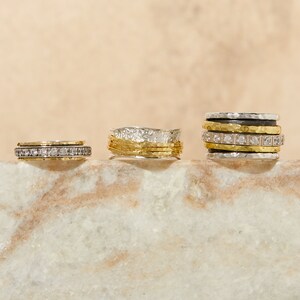 Anxiety Spinner Ring Handmade 925 Sterling Silver and 14K Gold Handmade ...