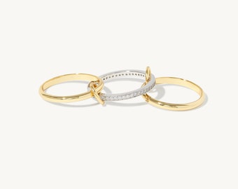 14K Gelbgold Multi Link verbunden Ring, Chunky Gold Konnektor Ring, Gold Ring Set, Eternity Statement Ring, BeliefGoldfilled Ring
