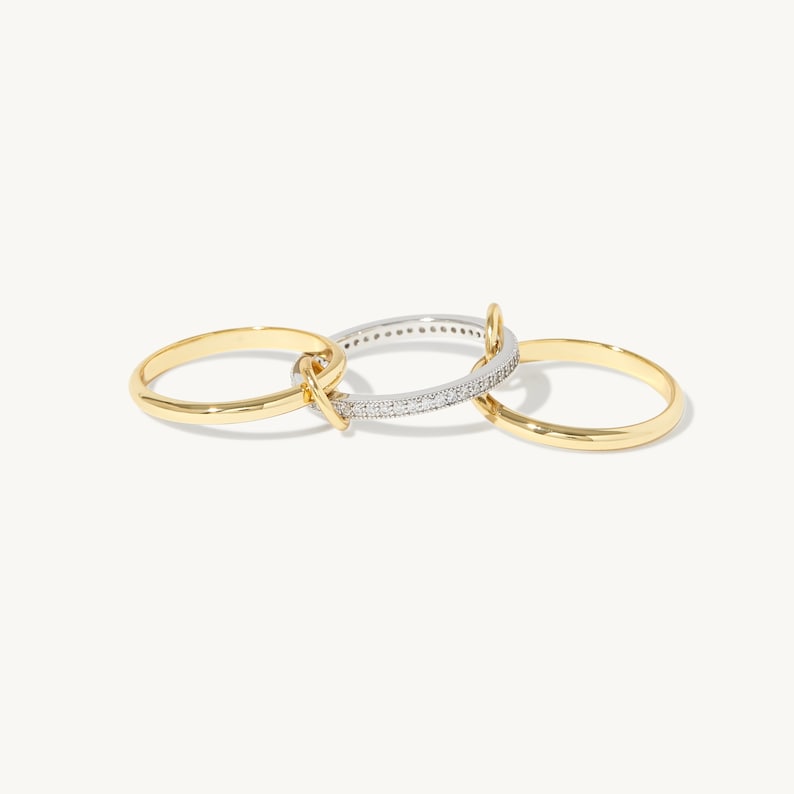 Interlocking Ring, Spinelli Kilcollin, Spinelli Dupe, 925 Sterling Silver, 14K Gold, Arthritic shank ring, connector ring, Multi link ring, gift for her, rings on sale