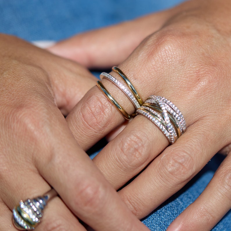 Interlocking Ring, Spinelli Kilcollin, Spinelli Dupe, 925 Sterling Silver, 14K Gold, Arthritic shank ring, connector ring, Multi link ring, gift for her, rings on sale