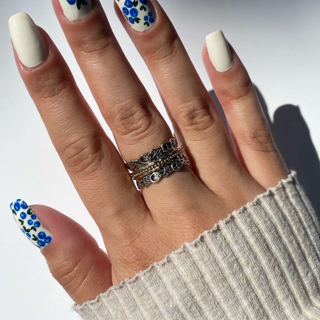 Ideaure Jewelry 925 Sterling Silver Spinner Rings for Women, Statement