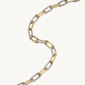 Paperclip Chain Bracelet, Two Tone Dainty Chain Bracelet, 14K Gold Filled, 925 Sterling Silver, Bracelet for Women, Everyday Jewelry