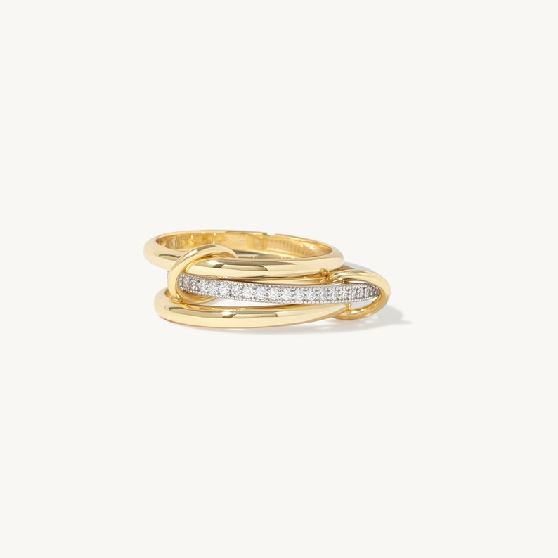 Interlocking Ring, Spinelli Kilcollin, Spinelli Dupe, 925 Sterling Silver, 14K Gold, Arthritic shank ring, connector ring, Multi link ring, gift for her, rings on sale