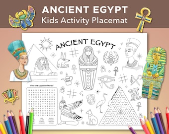 Ancient Egypt Themed Activity Sheet, Egypt Coloring Sheet, Ancient Egypt Placemat