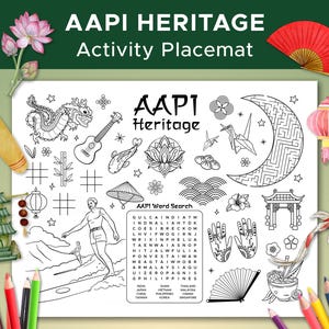 AAPI Themed Activity Sheet, AAPI Coloring Sheet, AAPI Educational Placemat, Asian American Pacific Islander