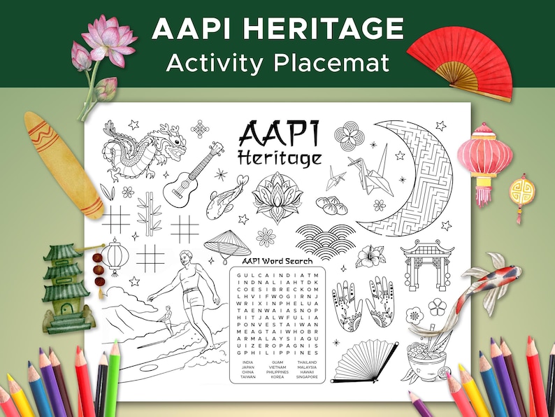 AAPI Themed Activity Sheet, AAPI Coloring Sheet, AAPI Educational ...