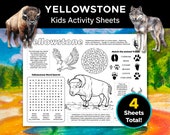 Yellowstone National Park Kids' Educational Activity Sheets – 4 Pages of Fun Yellowstone Games, Yellowstone Coloring Sheets