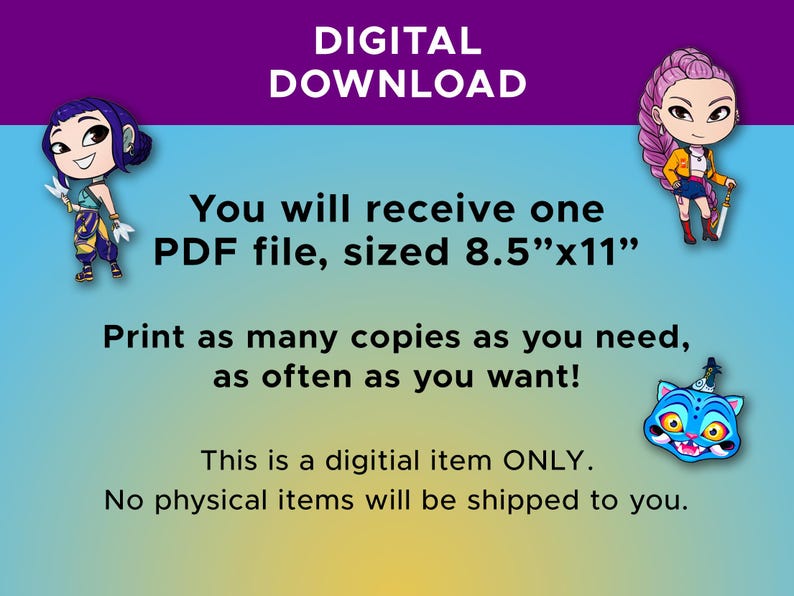 May include: Digital download graphic with text: "DIGITAL DOWNLOAD." The text states you will receive a PDF file sized 21.59cm x 27.94cm. It also says you can print as many copies as needed. This is a digital item only.