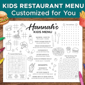 Kundenspezifisches Kinder-Restaurant-Menü, personalisiert für Ihr Restaurant!