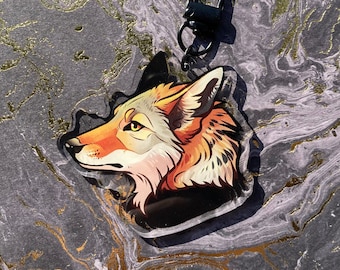 Breloque tête de mort coyote recto-verso