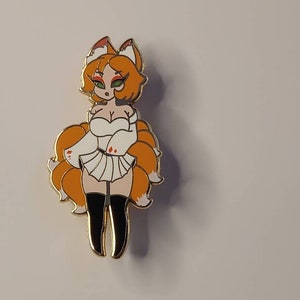 Kitsune girl hard enamel pin