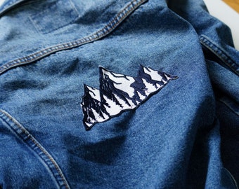 Large Embroidered Mountain Patch: Iron-On Sew-On, Outdoor Gift