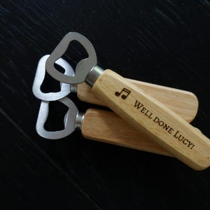 Custom Engraved Personalized Bottle Opener | Unique Gift for Him | Choose Your Font | Wood & Steel Beer Opener