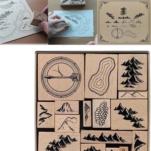 Mountain & Climbing Rubber Stamp Kit: DIY Map Making for Adventurers
