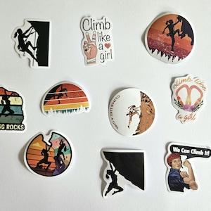 Girl power stickers voor klimmen en boulderen. UNIEKE STICKERSET in emancipatie thema. Cadeau voor vrouwen, cadeau voor klimmers