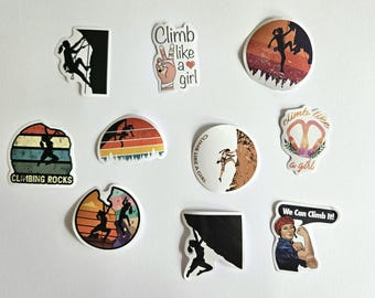 Adesivi girl power per l'arrampicata. Adesivi in vinile per borracce e laptop. Adesivi per l'emancipazione femminile, regalo perfetto per arrampicata e bouldering.