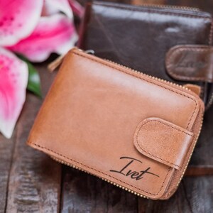 Women's leather wallet with picture holders. Ladies Leather Photo Wallet