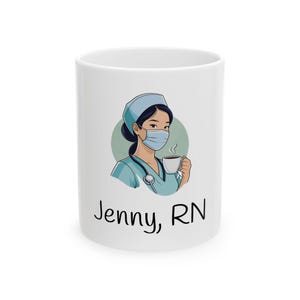 Personalized Nursing Mug, Cute Nurse Gift, Healthcare Worker Cup, Unique Coffee Mug, Birthday Gift for Nurses