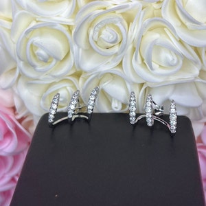 Silver Claw Earrings for Women Stud Earrings 3 Lines