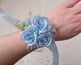 rose corsage, artificial wrist corsage, handmade roses corsage