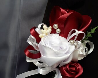 buttonhole / artificial wedding flowers/ rose boutonnieres / grooms Buttonhole