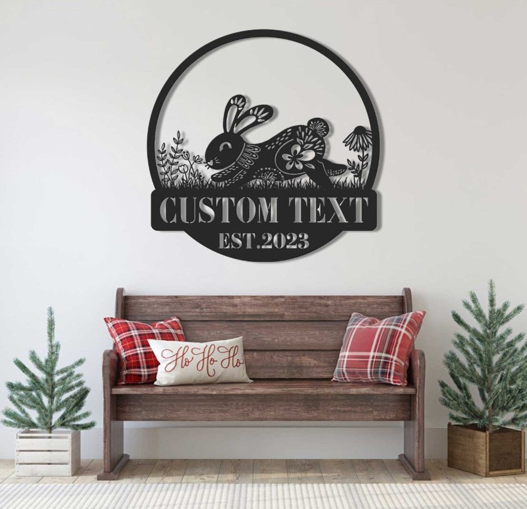 Personalized Bunny Sign Rabbit Wall Artanimal Sign Name - Etsy
