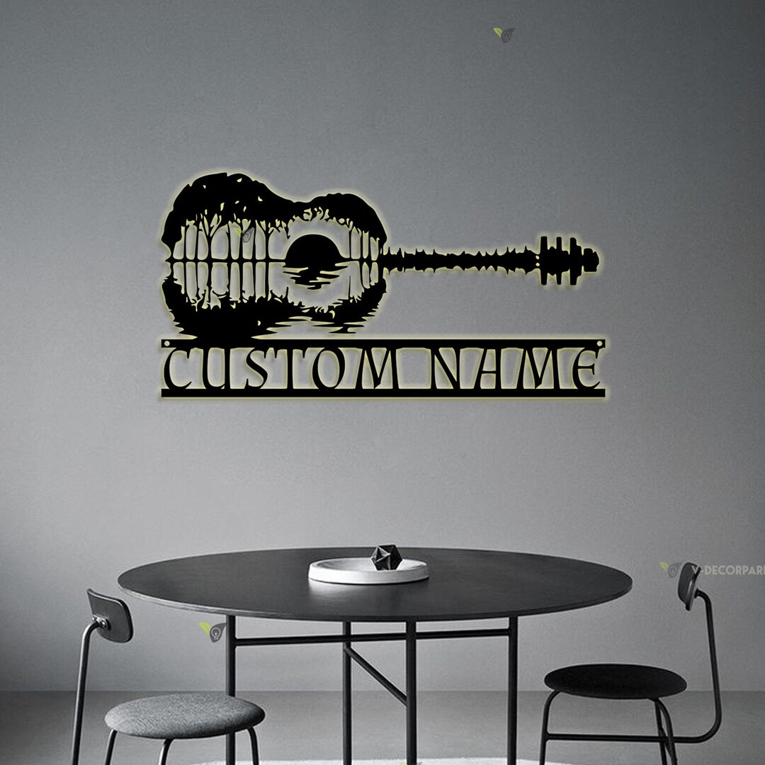 Guitar Sunset Metal Wall Decor Abstract Guitar Metal Art Etsy