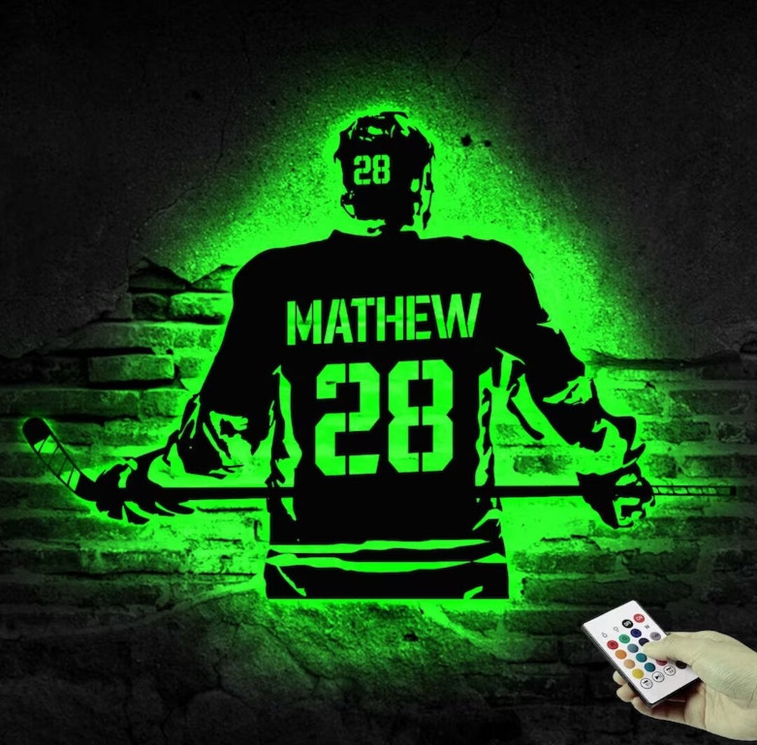 Custom Hockey Wall Art LED Light Custom Name Hockey Metal Etsy UK