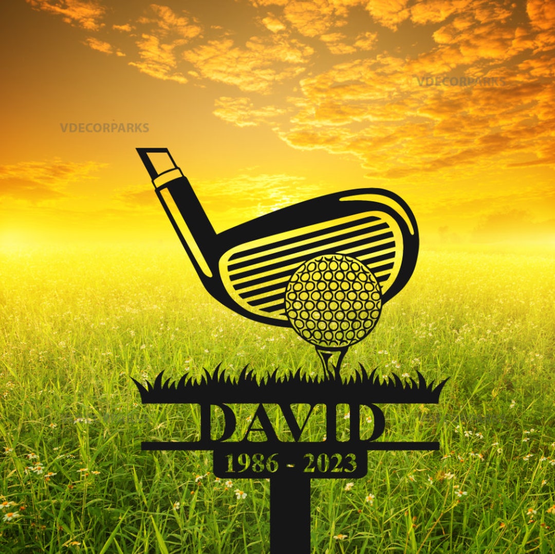Personalized Golf Memorial Stake Metal Stake With Solar Etsy